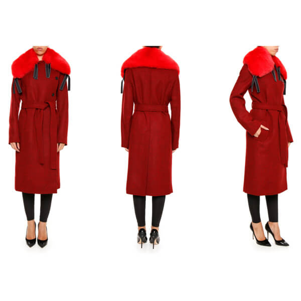 セリーヌ SHETLANDウールコート?フォックスファー付き セリーヌ服コピー