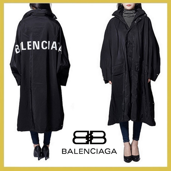 バレンシアガ★パロディオペラ?コピーレインコート back logo opera rain coat black