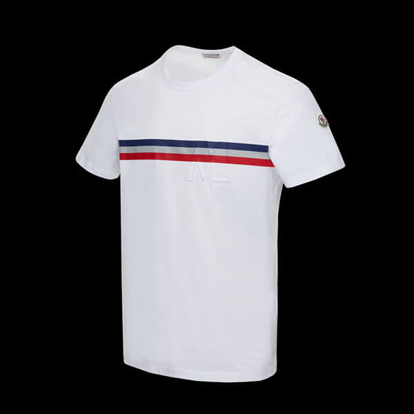 モンクレールtシャツ偽物 20/21AW新作【MONCLER】袖ロゴ&トリコロールプリントTシャツ