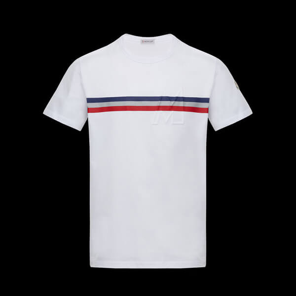 モンクレールtシャツ偽物 20/21AW新作【MONCLER】袖ロゴ&トリコロールプリントTシャツ