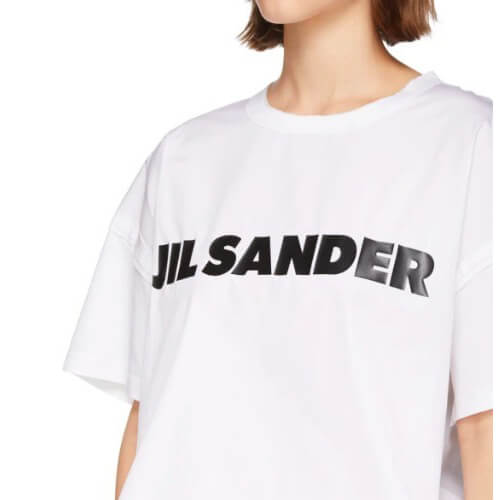 ジルサンダー tシャツ コピー  セレブ愛用 JIL SANDER コットンロゴTシャツ ホワイト