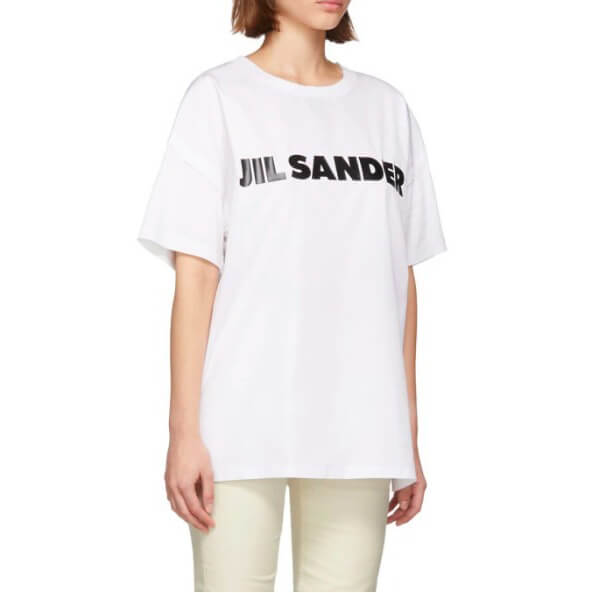 ジルサンダー tシャツ コピー  セレブ愛用 JIL SANDER コットンロゴTシャツ ホワイト