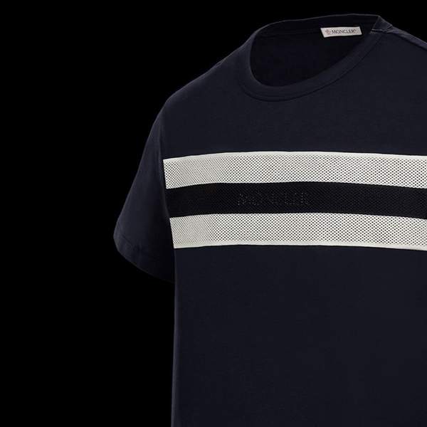 モンクレール★2021SS★メッシュ飾&ロゴ入半袖コピー Tシャツ