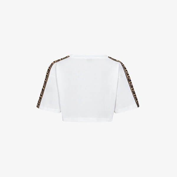 ☆フェンディ☆ FFロゴ リボン袖★ コットンＴシャツコピー WT/BK