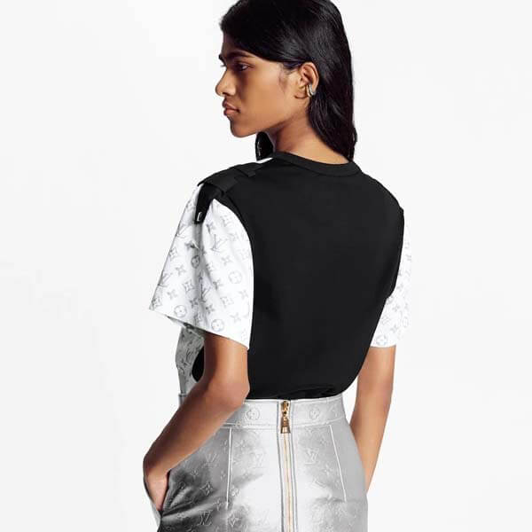 ２１春夏?◆ルイヴィトン◆シルバーモノグラムショルダータブTシャツ偽物 1A8TLJ