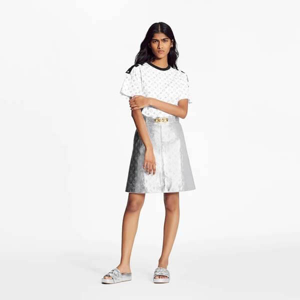 ２１春夏?◆ルイヴィトン◆シルバーモノグラムショルダータブTシャツ偽物 1A8TLJ