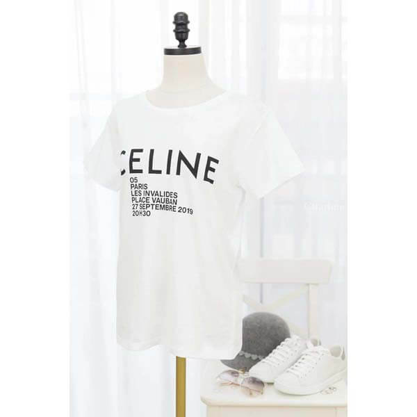 セリーヌ★ロゴプリント入り?クルーネック*Tシャツ偽物＊Lサイズ