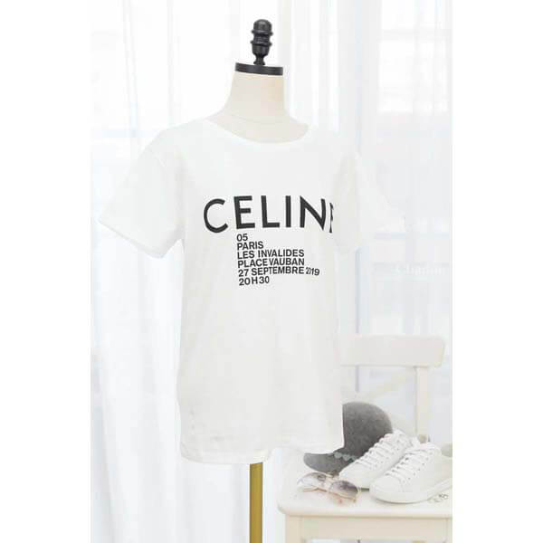 セリーヌ★ロゴプリント入り?クルーネック*Tシャツ偽物＊Lサイズ