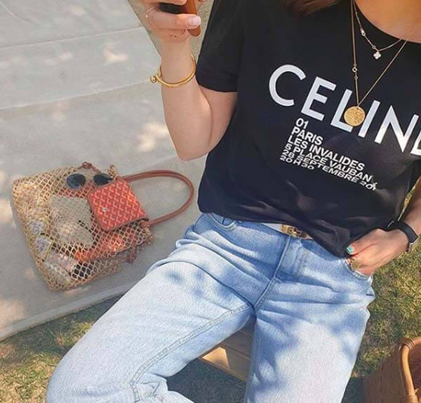 セリーヌ★ロゴプリント入り?クルーネック*Tシャツ偽物＊Lサイズ