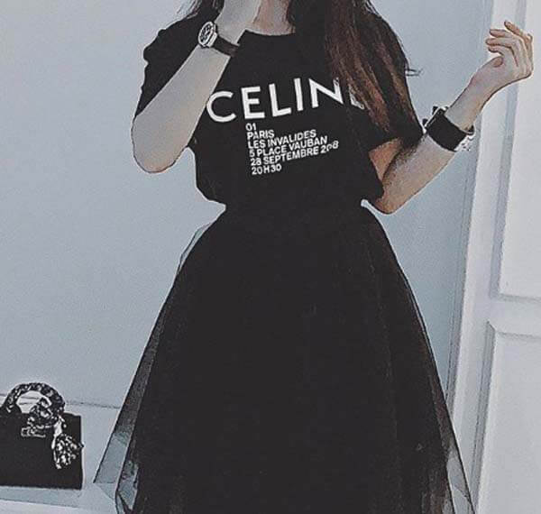 セリーヌ★ロゴプリント入り?クルーネック*Tシャツ偽物＊Lサイズ