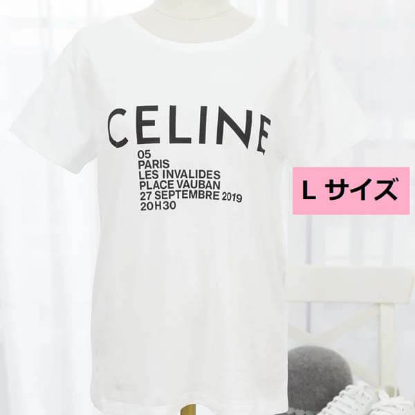 セリーヌ★ロゴプリント入り?クルーネック*Tシャツ偽物＊Lサイズ