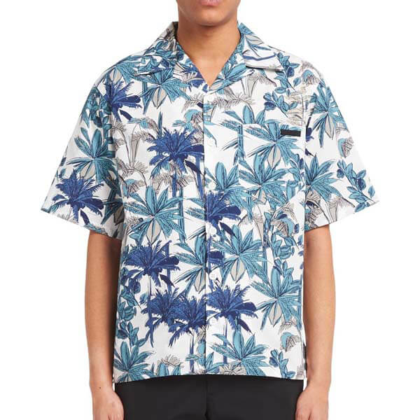 *20SS*<プラダ>パーム柄 プリント コットンポプリンシャツスーパーコピー