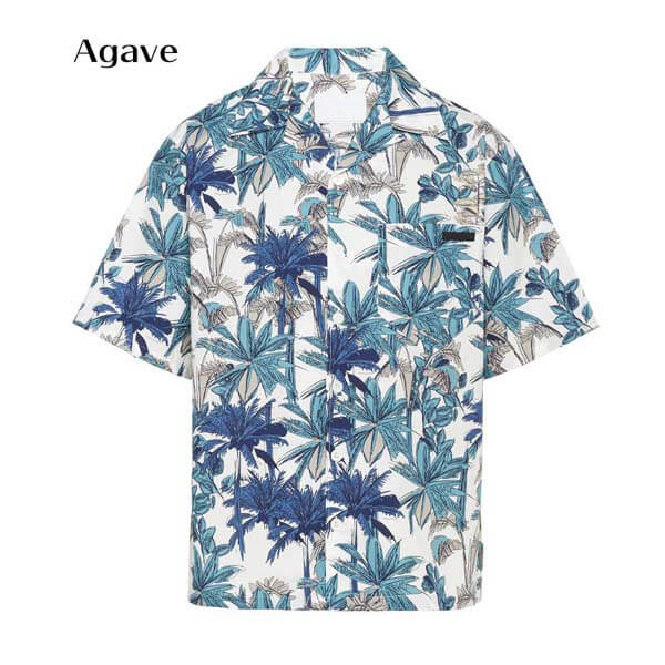 *20SS*<プラダ>パーム柄 プリント コットンポプリンシャツスーパーコピー