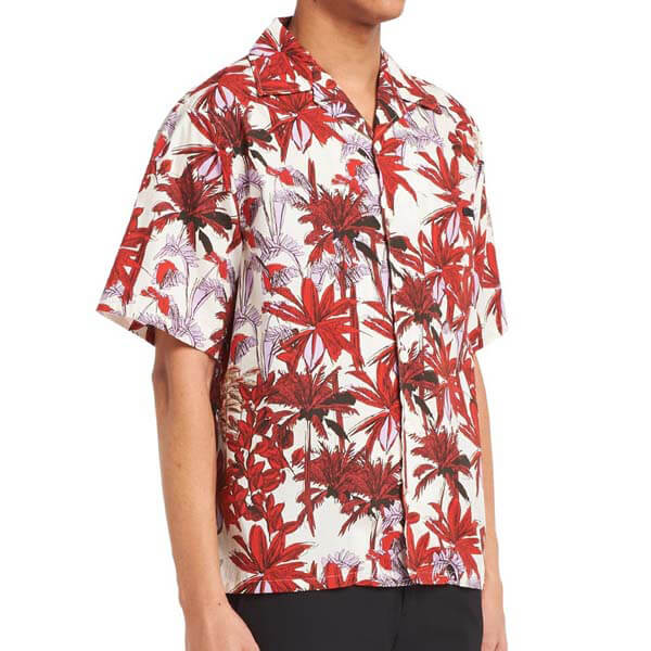 *20SS*<プラダ>パーム柄 プリント コットンポプリンシャツスーパーコピー