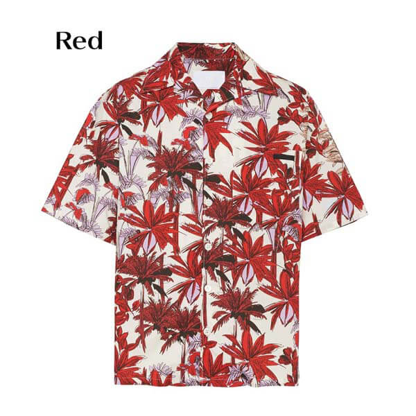 *20SS*<プラダ>パーム柄 プリント コットンポプリンシャツスーパーコピー