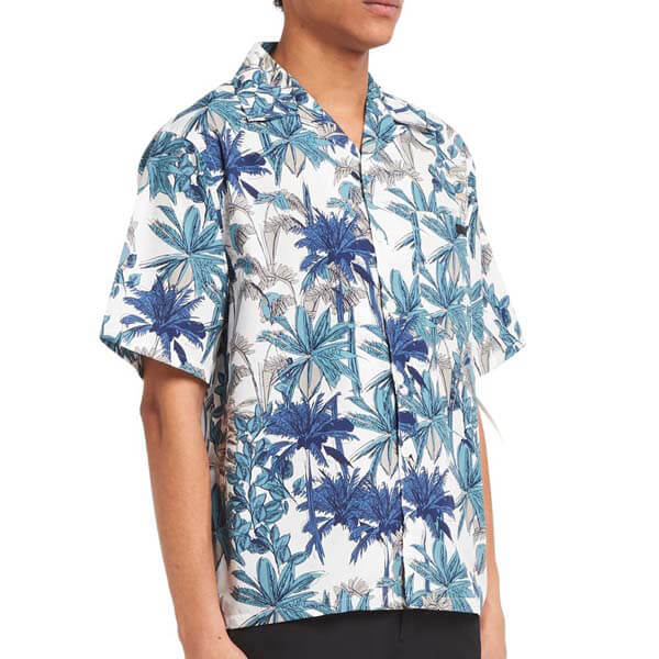 *20SS*<プラダ>パーム柄 プリント コットンポプリンシャツスーパーコピー