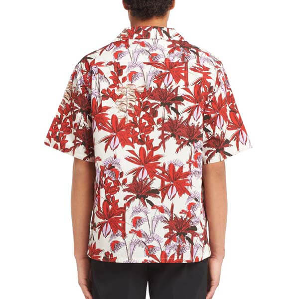 *20SS*<プラダ>パーム柄 プリント コットンポプリンシャツスーパーコピー