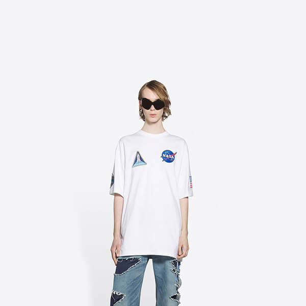 コラボ【バレンシアガ】× NASA スペース偽物ロゴTシャツ