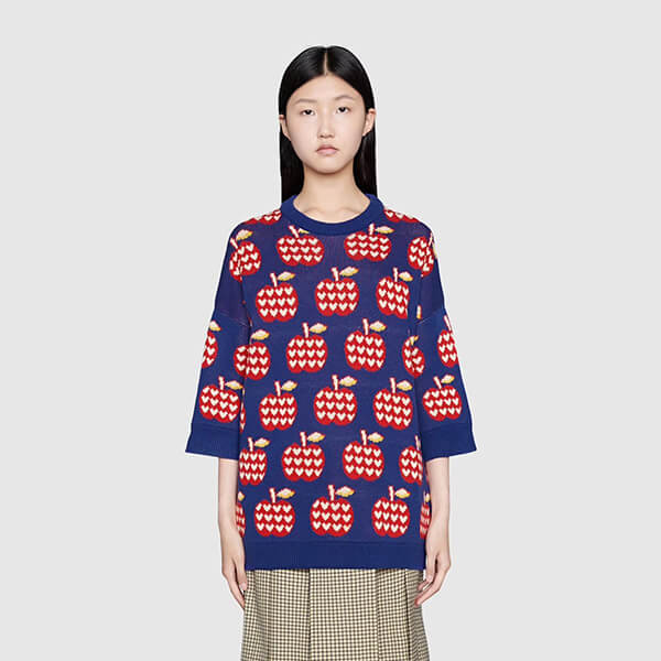 グッチ セーター 偽物 アップル＆ハート レポム セーター トップス 林檎 ハート GG 男女 プレタ