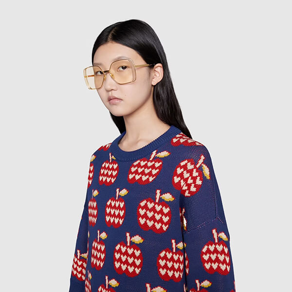 グッチ セーター 偽物 アップル＆ハート レポム セーター トップス 林檎 ハート GG 男女 プレタ