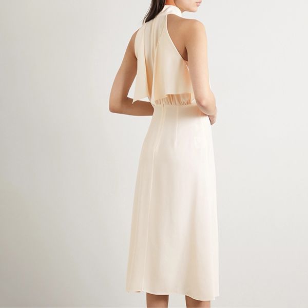 プラダ ホルターネックドレープサテンミディドレス偽物