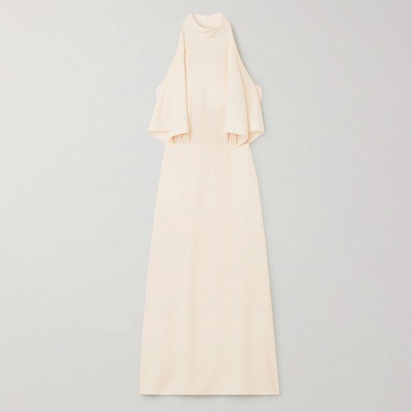 プラダ ホルターネックドレープサテンミディドレス偽物