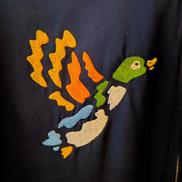 21SS ヒューマンメイドコピー グラフィックサテンブルゾンジャケットネイビー