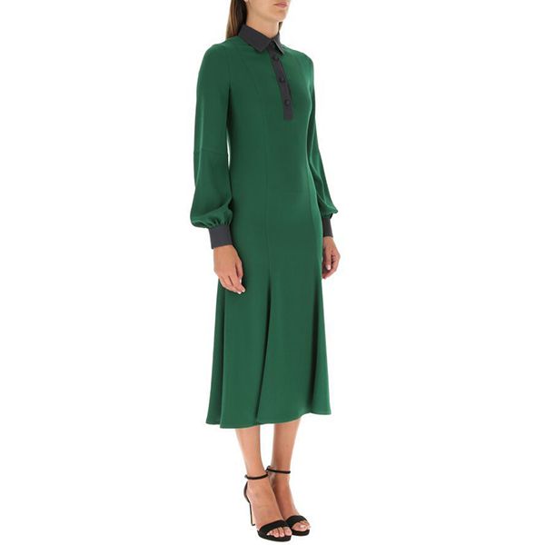 ロエベ★ポロ カラー ミディ ドレス偽物 ( サテン バック クレープ)S540335XD9 