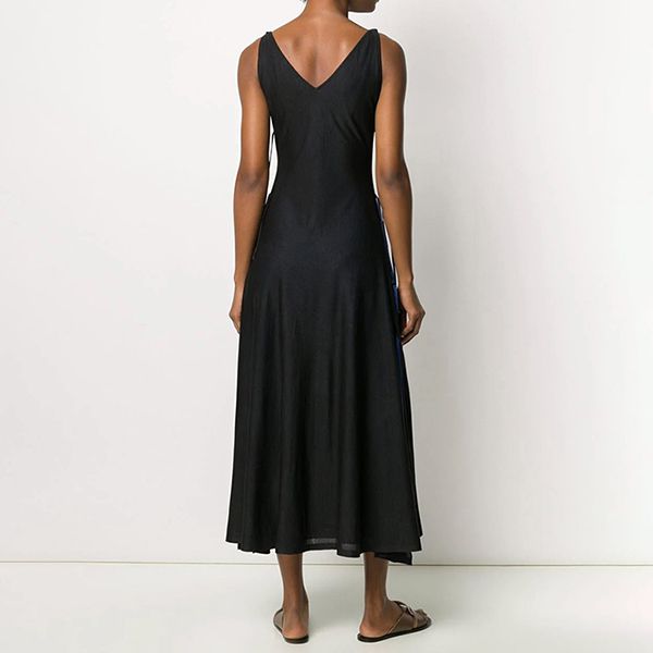 【ロエベ】フラワー刺繍 偽物 シルクマキシワンピースS3106210MC