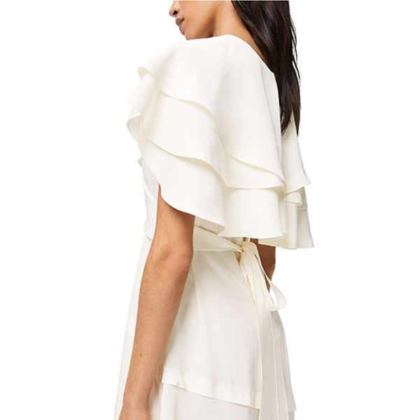 ロエベ/シルク製ラッフル半袖コピーAラインミディドレス