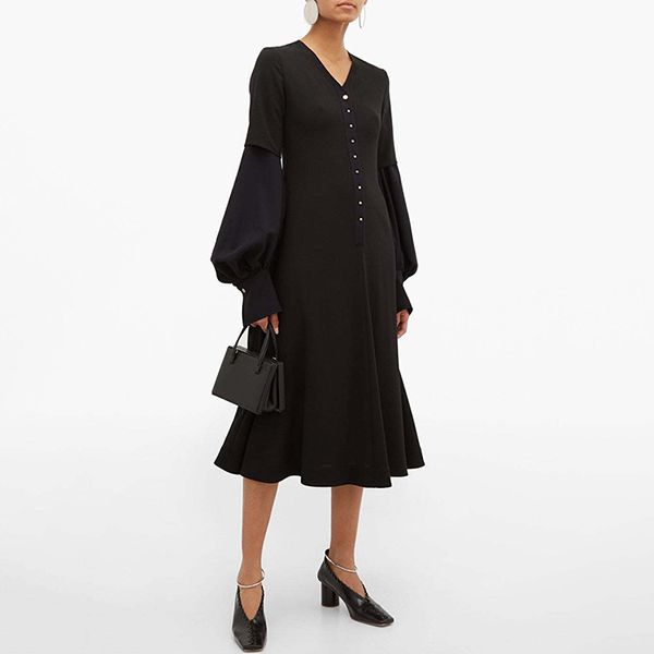 ロエベ★SALE!偽物 バルーンスリーブ レイヤードエフェクトドレス