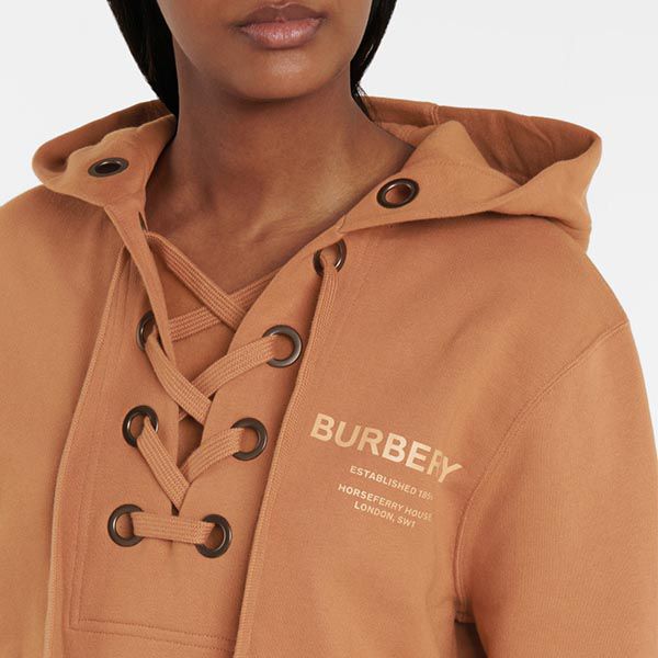 バーバリー コットン製 ホースフェリープリント レースアップ 長袖 フーディコピー 8038690121044A1420