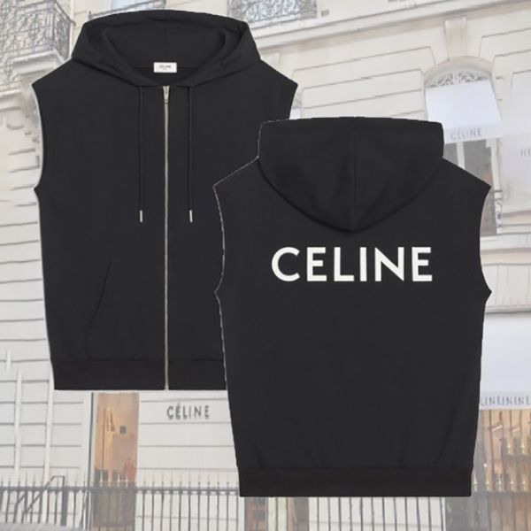 矢田亜希子着用 激レア!セリーヌ偽物 スウェットノースリーブフーディ?2Y375052H.38AW