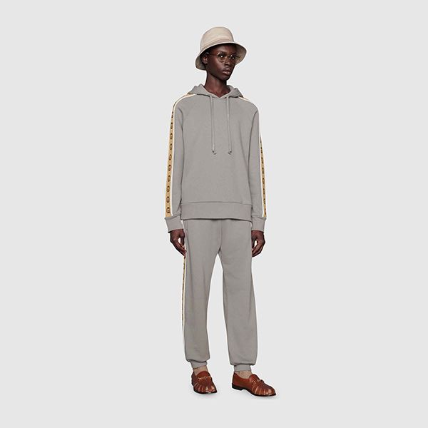 グッチ フーデッド コットンジャージー スウェットシャツ グレーコピー 596230 XJBUW 1233