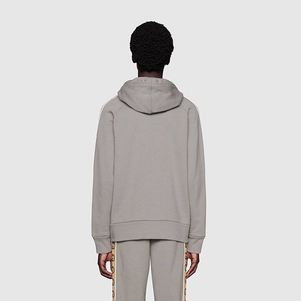 グッチ フーデッド コットンジャージー スウェットシャツ グレーコピー 596230 XJBUW 1233