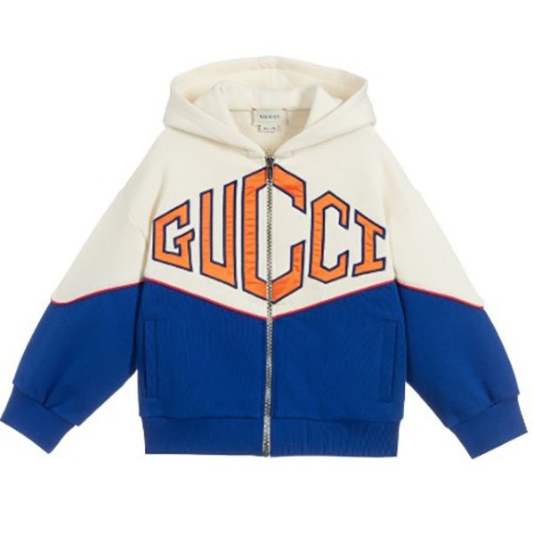 グッチ☆ ロゴ入り Ivory&Blue ポケット コットン 偽物パーカー