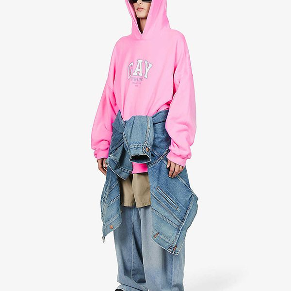 バレンシアガ 21AW 新作 かっこかわいい?ロゴ フーディー偽物 ピンク