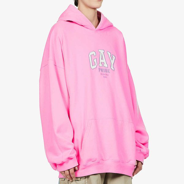 バレンシアガ 21AW 新作 かっこかわいい?ロゴ フーディー偽物 ピンク