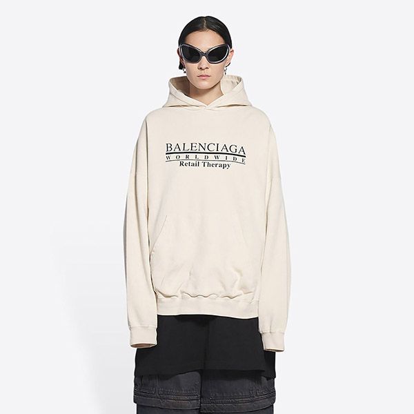 完売必至!【バレンシアガ パーカー コピー】リテイル セラピー ワイド フィット★白★675003TLVA99054
