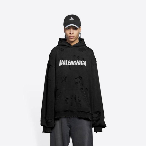 バレンシアガ コピー?CAPS DESTROYED ミディアムフリース フーディ 4色 659403TKVB61093