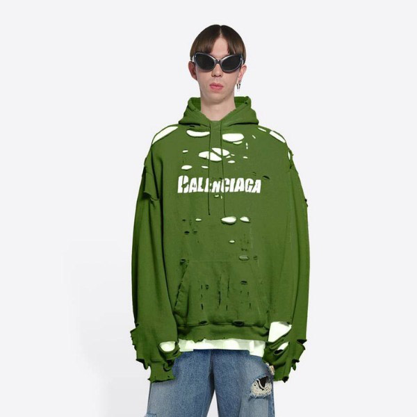 バレンシアガ コピー?CAPS DESTROYED ミディアムフリース フーディ 4色 659403TKVB61093