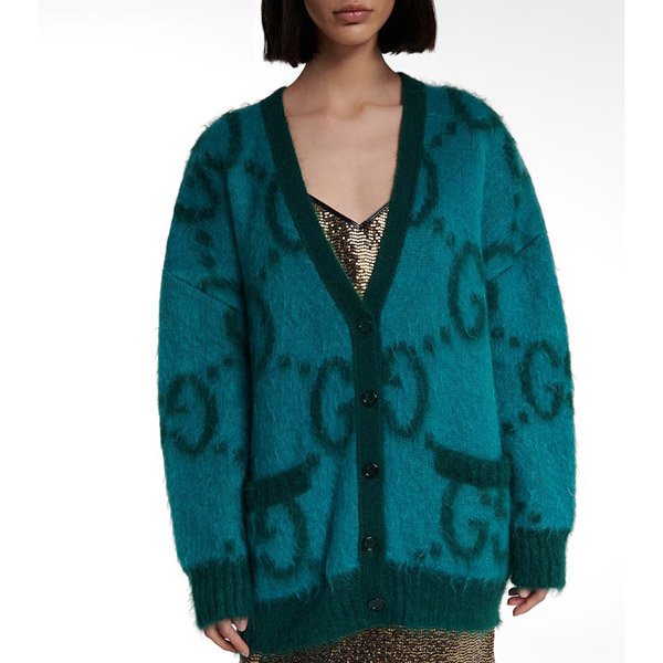 新作?お洒落に?グッチ カーディガン コピー★リバーシブル GG モヘア ウール カーディガン