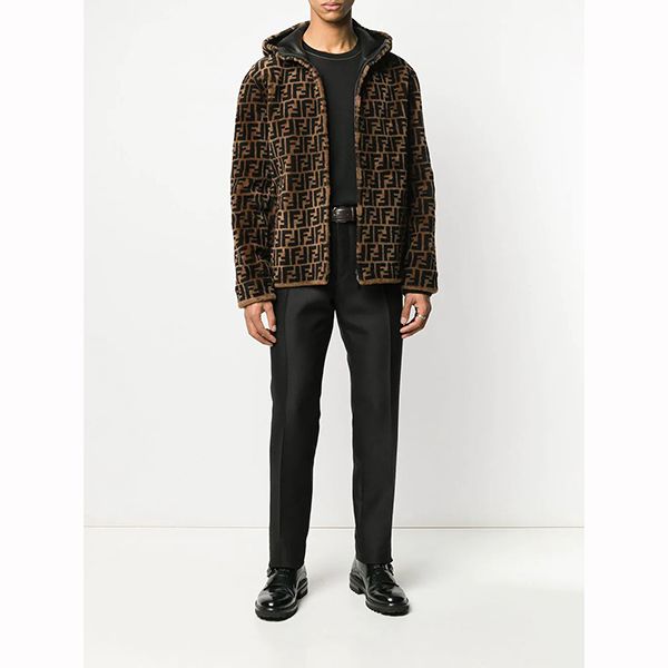 フェンディ FFラムファー＆レザー リバーシブル ジャケット 偽物