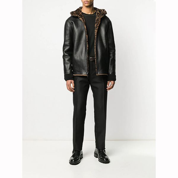 フェンディ FFラムファー＆レザー リバーシブル ジャケット 偽物