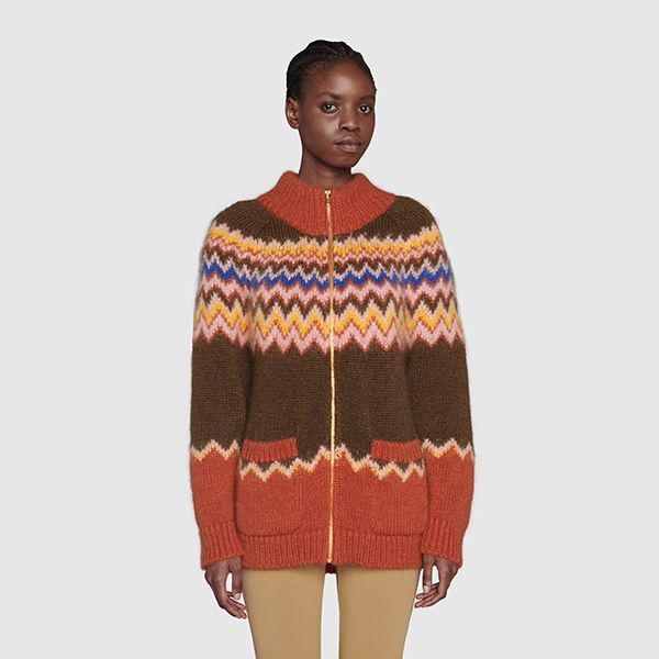 話題コラボ【21AW】グッチxノースフェイス  偽物 カーディガン モヘアウール671691XKB196256