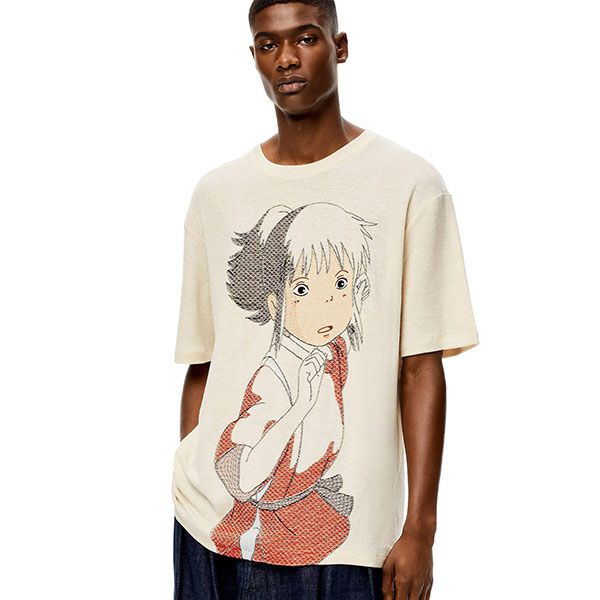 限定コラボ?【ロエベ×ジブリ 偽物】千尋 オーバーサイズ刺繍Tシャツ S928Y22X01