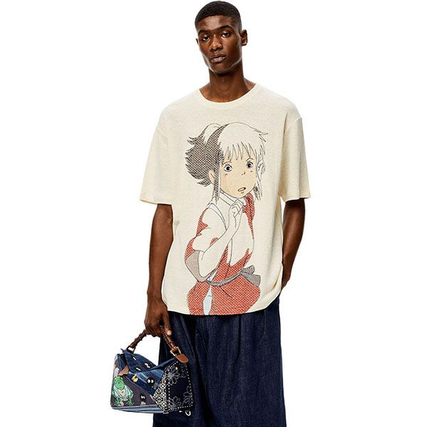 限定コラボ?【ロエベ×ジブリ 偽物】千尋 オーバーサイズ刺繍Tシャツ S928Y22X01