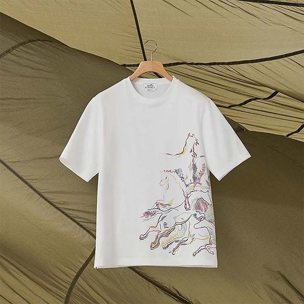 エルメス Cavalcade ロゴTシャツ 偽物 半袖 コットン H257830HA90SM