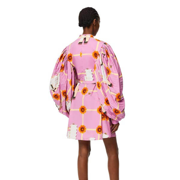 ロエベ◆直営 プリーツ スリーブ ミディ ドレス (コットン) ミニ コピー