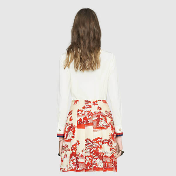 ☆グッチ☆ Sylvieウェブボウブローチ?コットンポプリンシャツ?